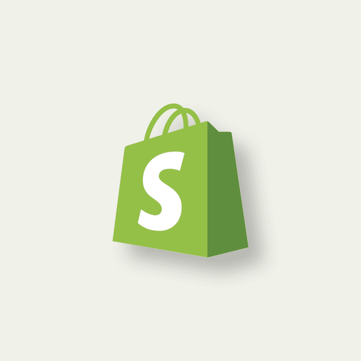 Shopify logo on beige background