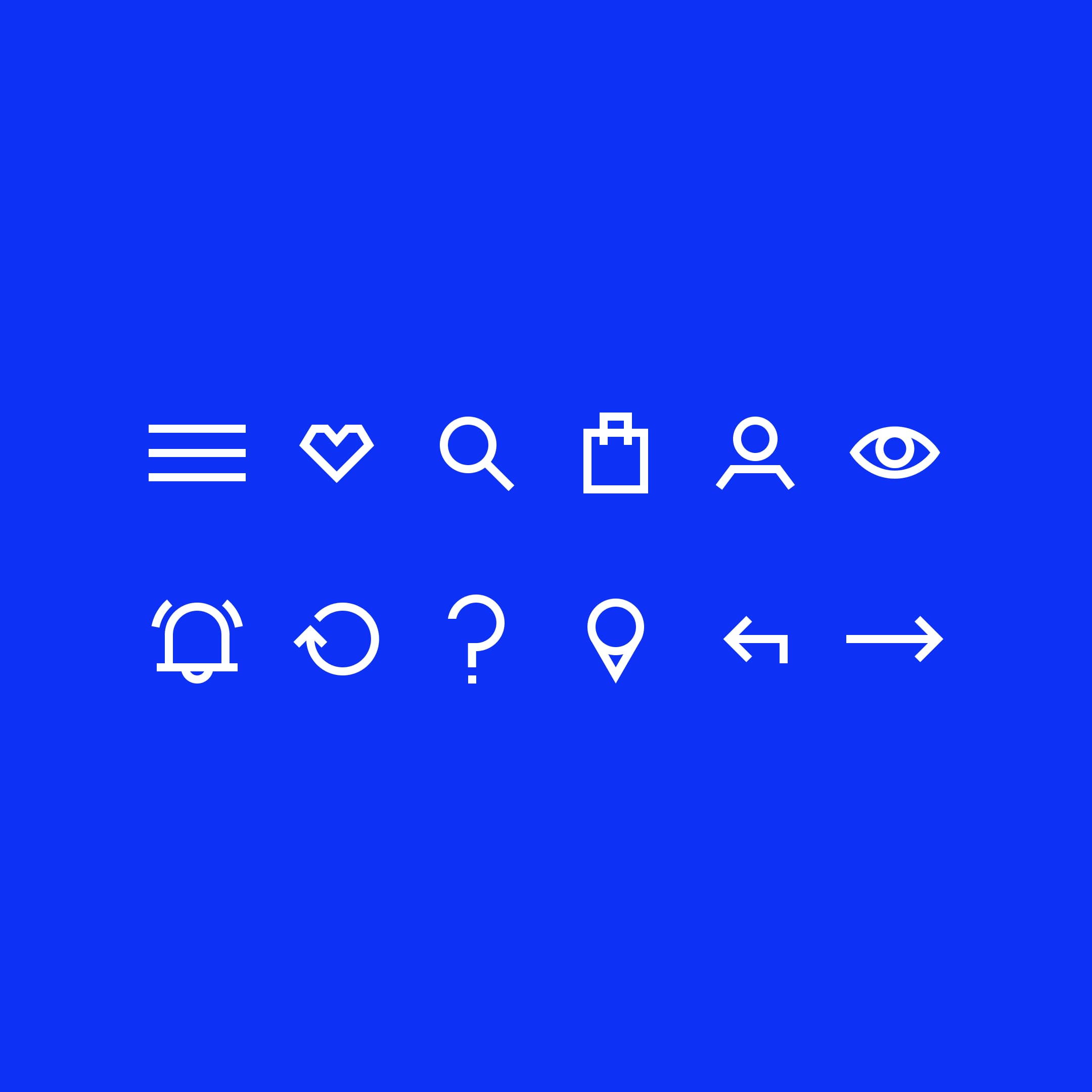 Adidas icon system with angular shapes over a background of iconic Adidas bright blue.