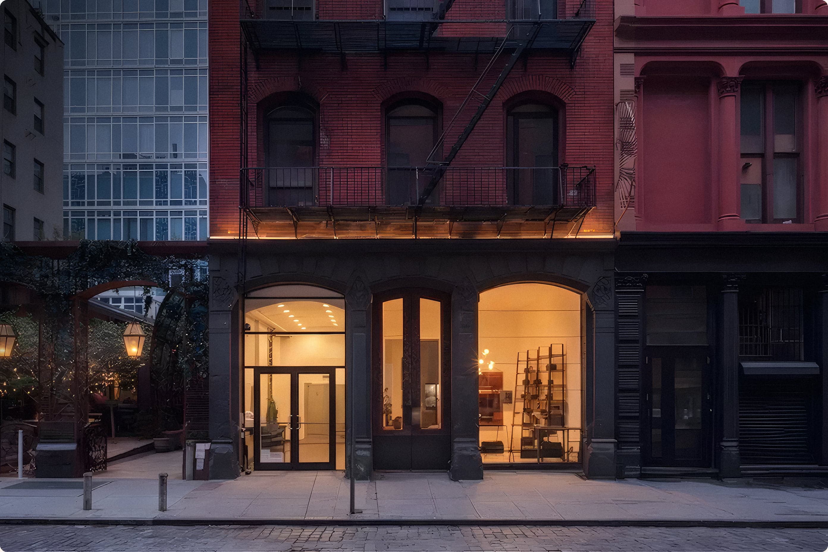 Front Row New York office by night
