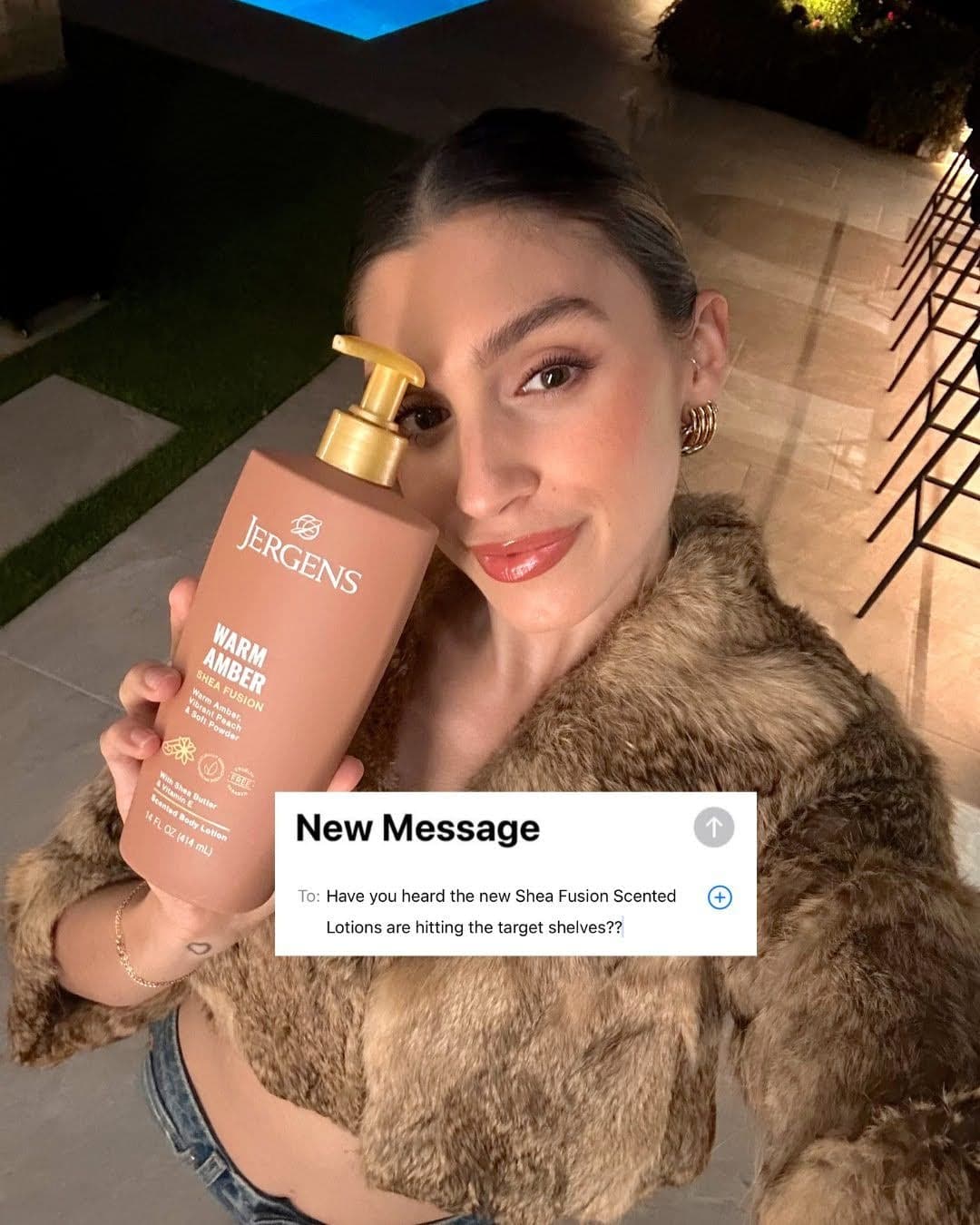Influencer golding Jergens warm amber flavor with a message from the brand