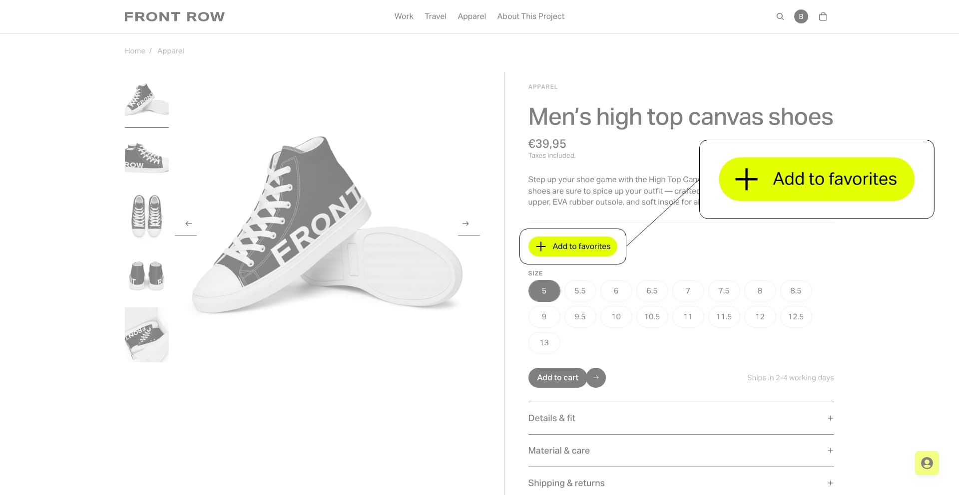 Screenshot showing a pair of shoes in a digital marketplace