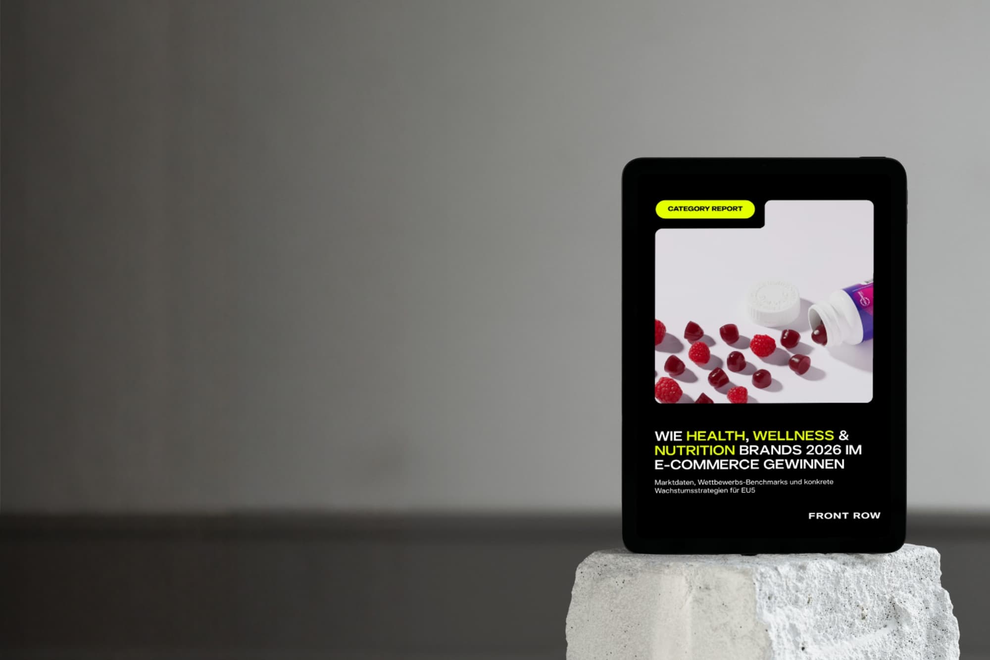iPad displaying Category Report for Health, Wellness & Nutrition Brands