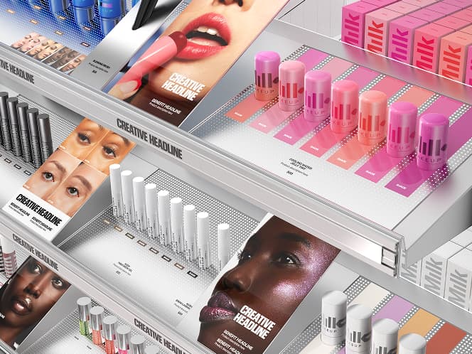 Milk Makeup closeup rendering of the new Sephora gondola